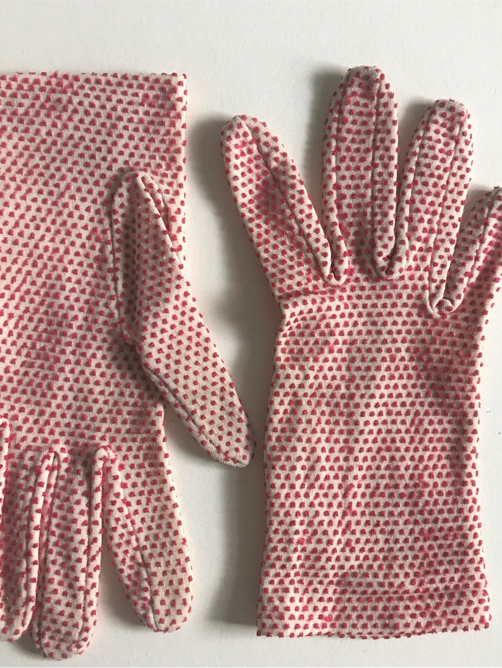 Gloves Short Red Polka Dot Vintage